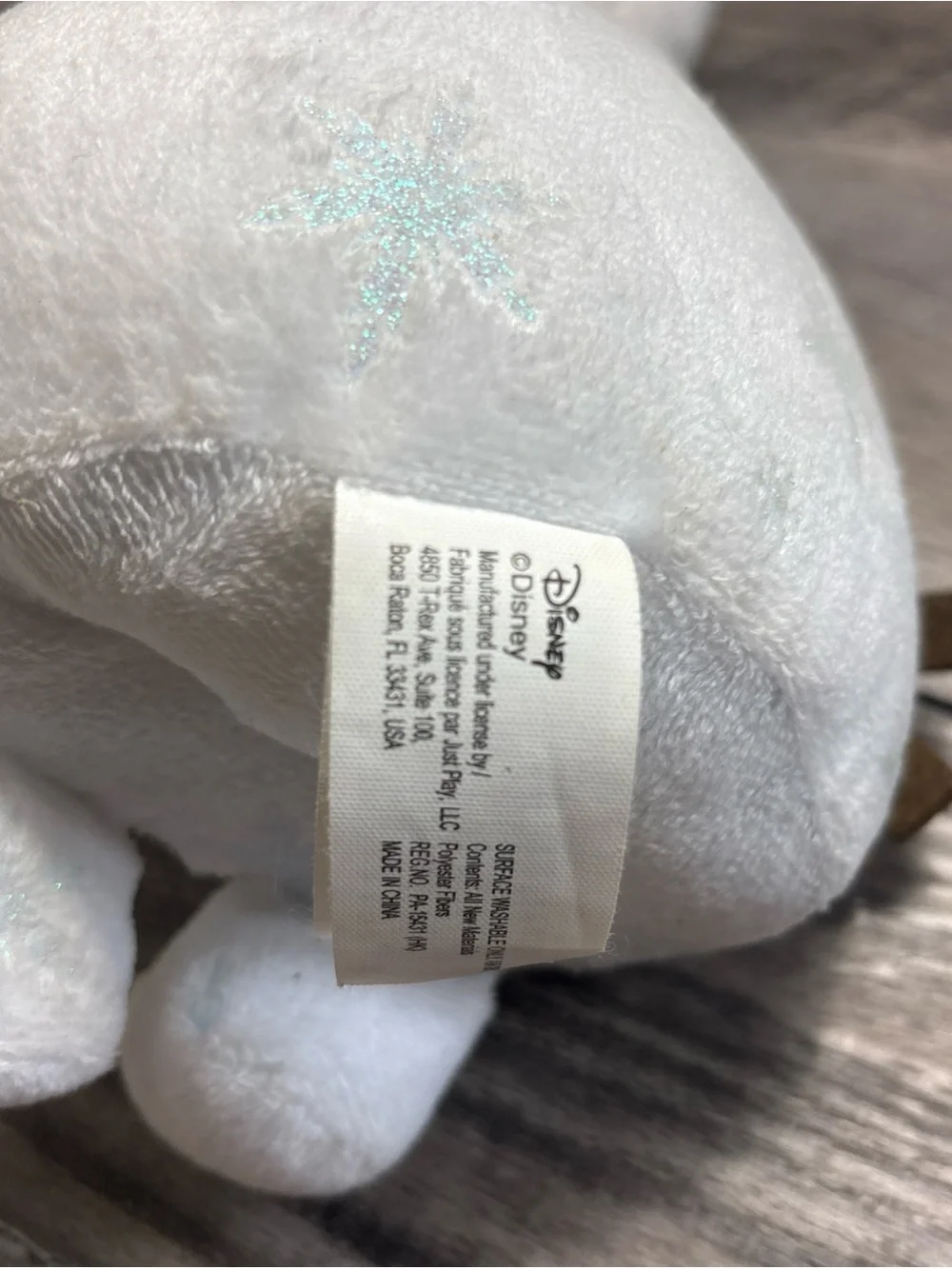 Disney White Olaf Plush with Sparkle Snowflake Detail Frozen